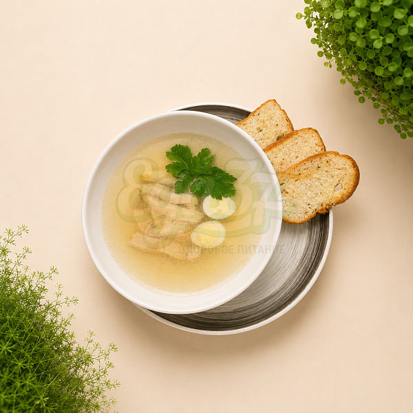 Бульон с кростини и курочкой